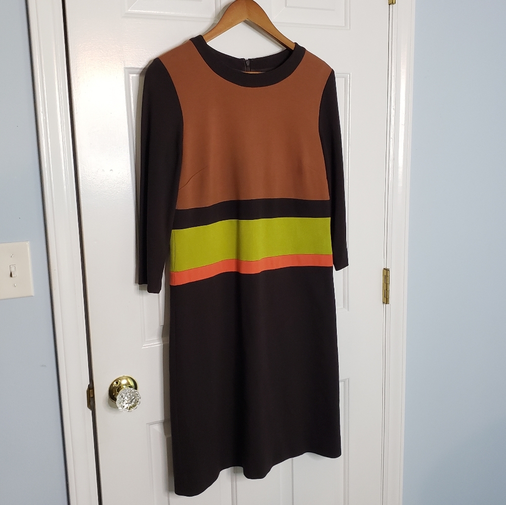 W By Worth Color Block Retro 60's Mod Sheath Dress - image 4